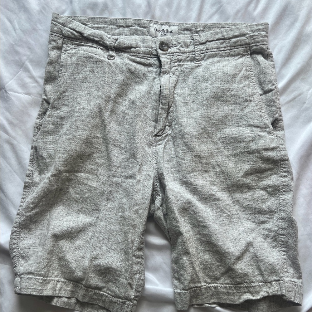 Goodfellow & Co Light Gray Linen-Blend Flat Front Shorts